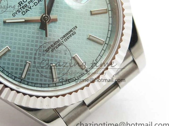 A2836 Dial 228239 Dial Blue SS BP SS Version Textured 904 on Day-Date President 40mm Ice Bracelet New 0724
